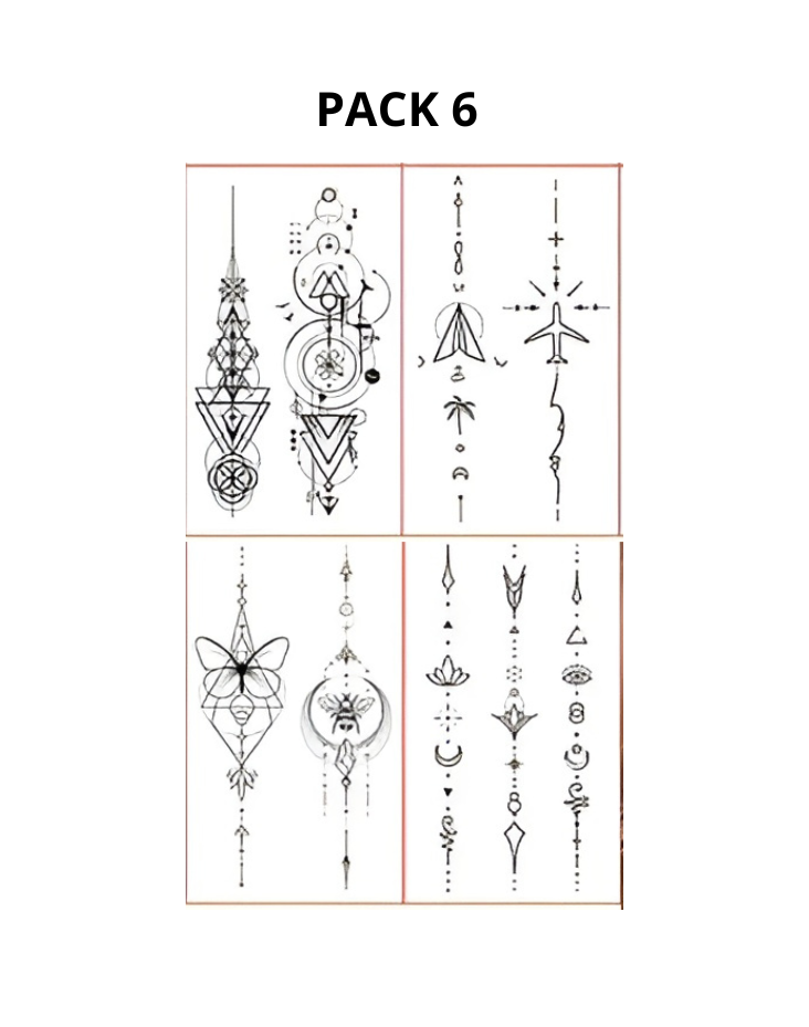 (4pcs) Tatouages Temporaires Étanches- Papillons, Lune & Motifs Géométriques à la Mode | Parfaits pour les Doigts & l'Art Corporel