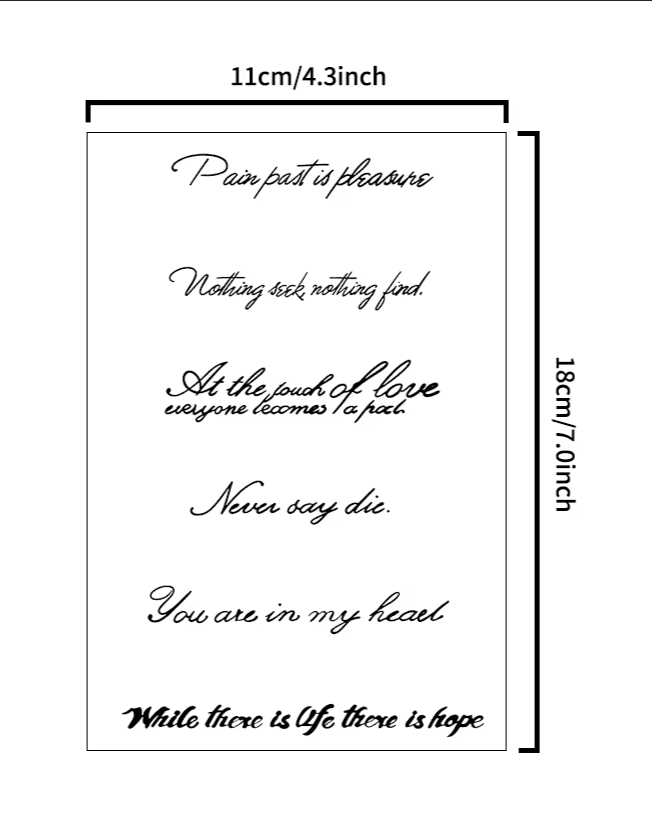 Motif de phrase, tatouage temporaire semi-permanents réalistes pour les bras