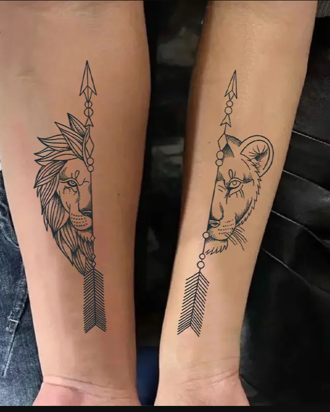 Tatouage Lion, Autocollants de Tatouage Jetables et Étanches, Convient pour Hommes et Femmes,
