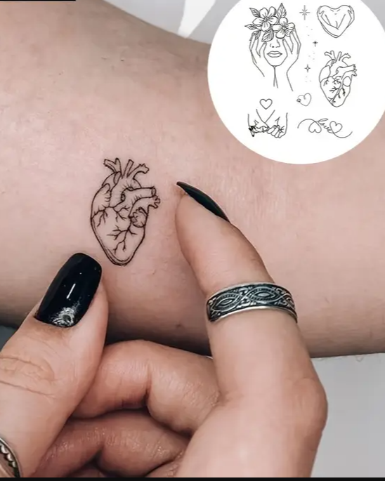 Tatouages Temporaires Design Cœur & Amour - Longue Durée