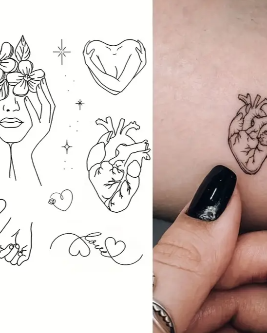 Tatouages Temporaires Design Cœur & Amour - Longue Durée