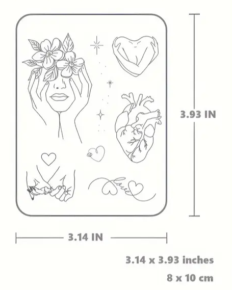 Tatouages Temporaires Design Cœur & Amour - Longue Durée