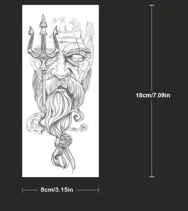 atouage Temporaire Posédon - Motif Trident Mythologique Étanche