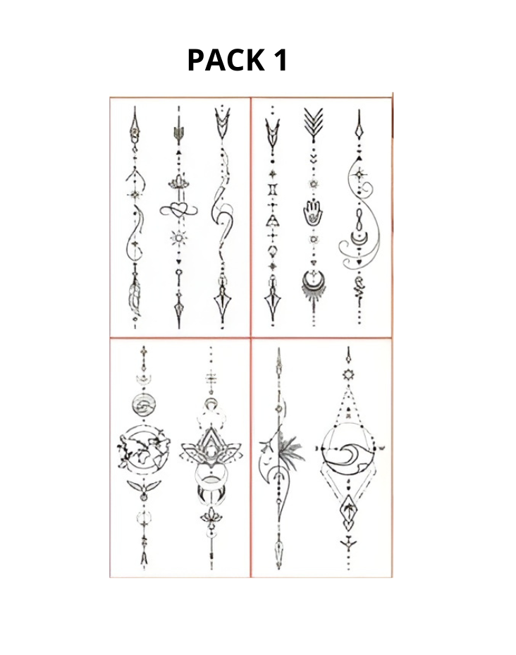 (4pcs) Tatouages Temporaires Étanches- Papillons, Lune & Motifs Géométriques à la Mode | Parfaits pour les Doigts & l'Art Corporel