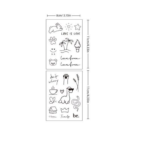 Tatouage de dessin animé, semi-continu, étanche, accessoires de fête ( 2 PACKS)