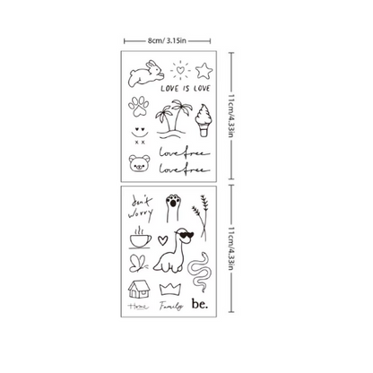 Tatouage de dessin animé, semi-continu, étanche, accessoires de fête ( 2 PACKS)