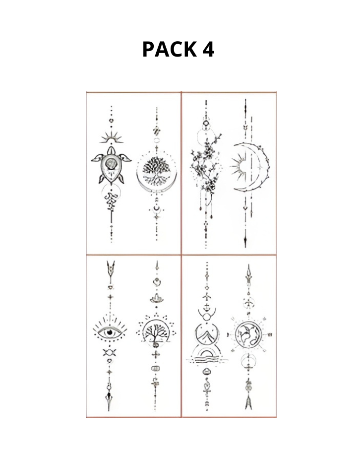 (4pcs) Tatouages Temporaires Étanches- Papillons, Lune & Motifs Géométriques à la Mode | Parfaits pour les Doigts & l'Art Corporel