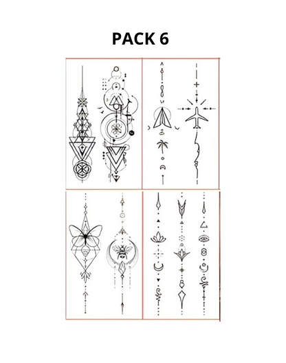 (4pcs) Tatouages Temporaires Étanches- Papillons, Lune & Motifs Géométriques à la Mode | Parfaits pour les Doigts & l'Art Corporel