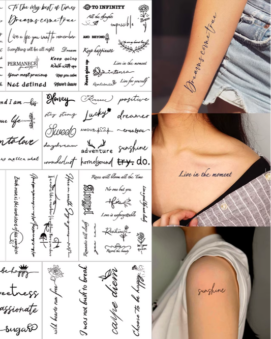 Beauté Naturelle sur la Peau – Tatouages Temporaires Papillon, Fleurs & Messages Inspirants