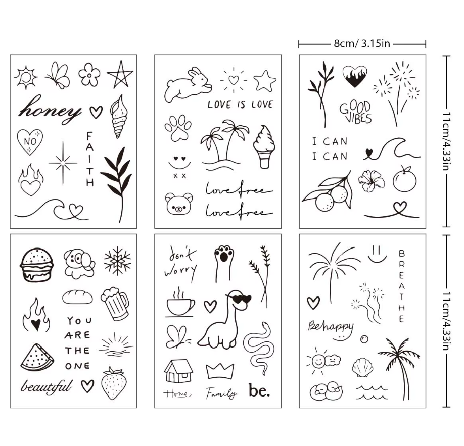Tatouage de dessin animé, semi-continu, étanche, accessoires de fête ( 2 PACKS)