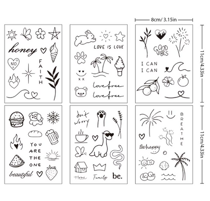 Tatouage de dessin animé, semi-continu, étanche, accessoires de fête ( 2 PACKS)