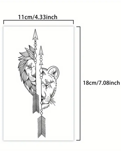 Tatouage Lion, Autocollants de Tatouage Jetables et Étanches, Convient pour Hommes et Femmes,