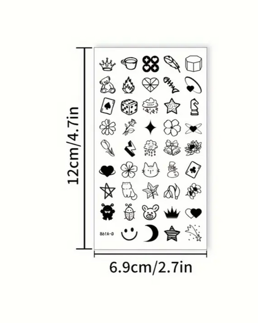 Petits Tatouages Temporaires pour Hommes et Femmes, Motifs Assortis - Forme Oblongue, Art Corporel Réaliste