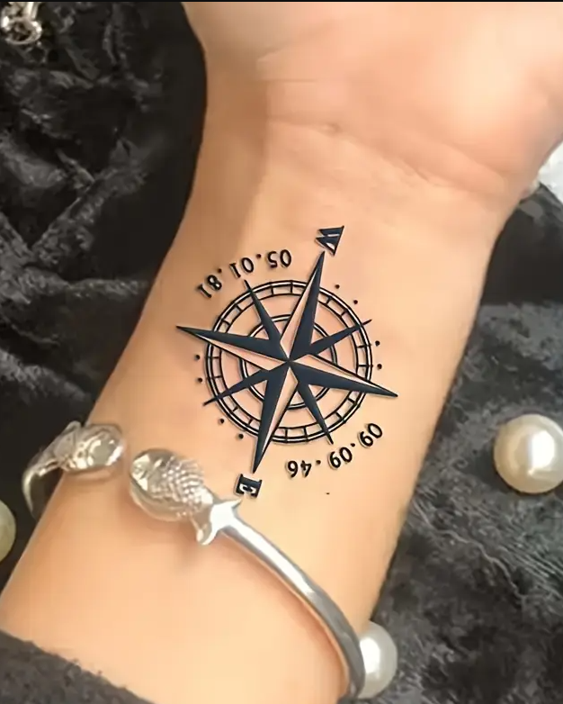 Série de tatouages temporaires Waterproof Compass