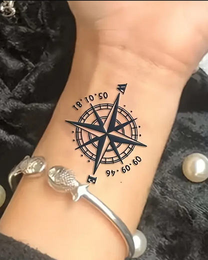 Série de tatouages temporaires Waterproof Compass