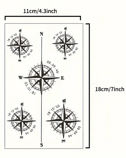 Série de tatouages temporaires Waterproof Compass