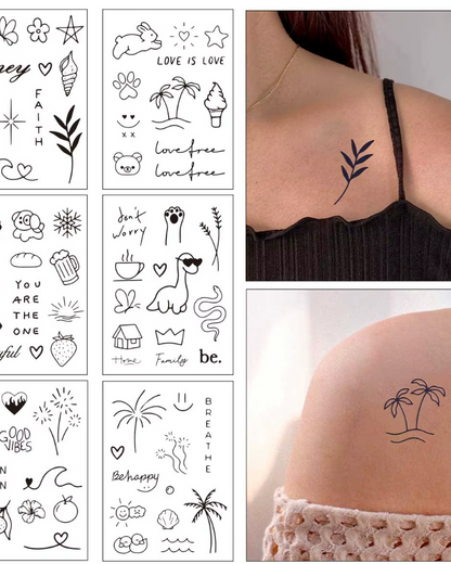 Tatouage de dessin animé, semi-continu, étanche, accessoires de fête ( 2 PACKS)