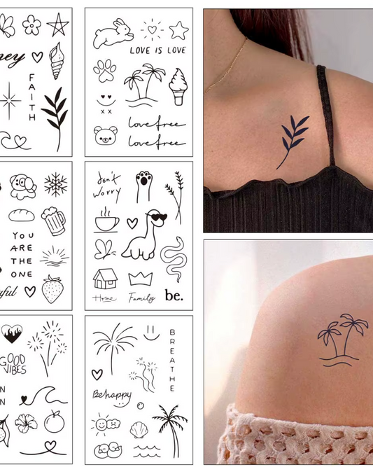 Tatouage de dessin animé, semi-continu, étanche, accessoires de fête ( 2 PACKS)