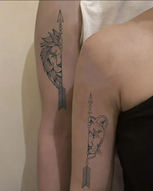Tatouage Lion, Autocollants de Tatouage Jetables et Étanches, Convient pour Hommes et Femmes,