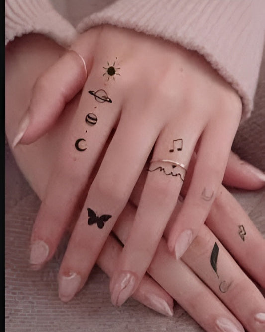 Petits Tatouages Temporaires pour Hommes et Femmes, Motifs Assortis - Forme Oblongue, Art Corporel Réaliste