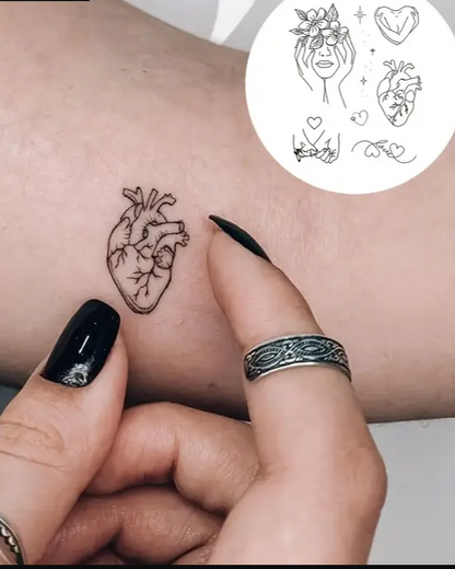 Tatouages Temporaires Design Cœur & Amour - Longue Durée
