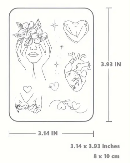 Tatouages Temporaires Design Cœur & Amour - Longue Durée